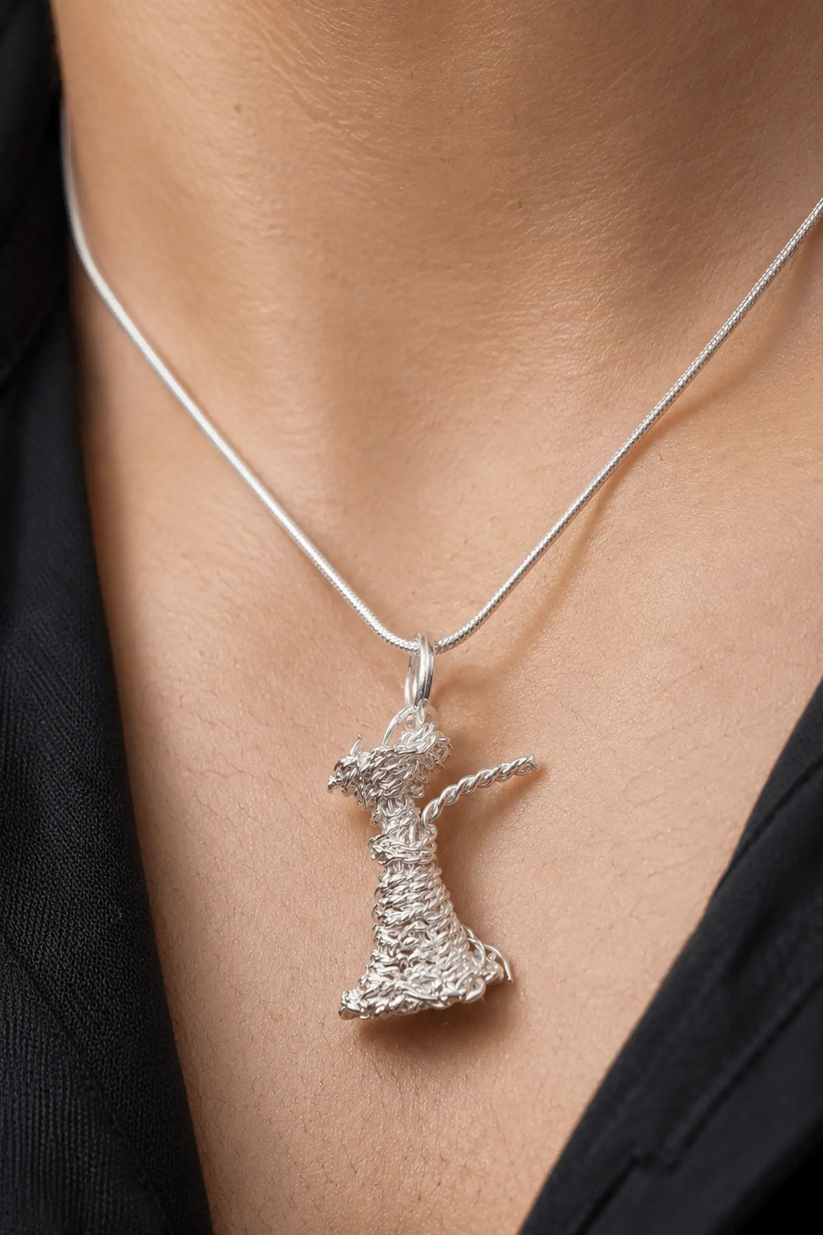 Kashmiri Weaved Hookah Pendant – Handmade 925 Sterling Silver