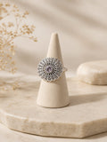 Handcrafted Pure Silver Filigree Statement Ring with Lavender Stone