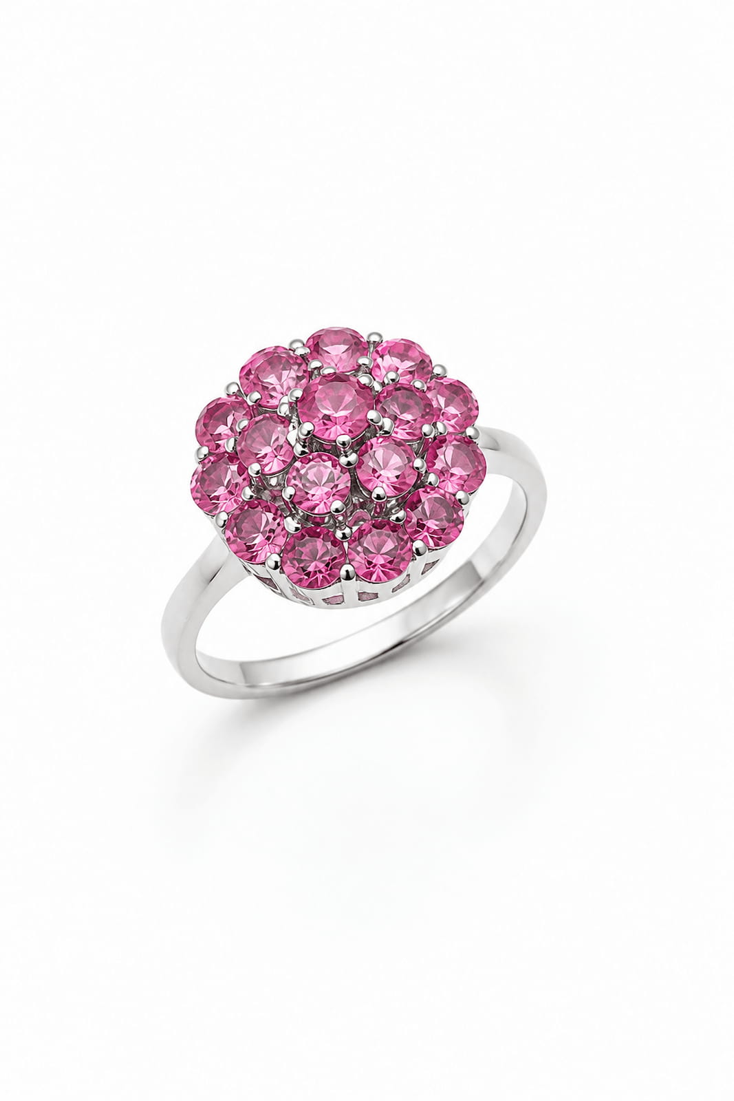 Emerald Halo Silver Ring – Size 14