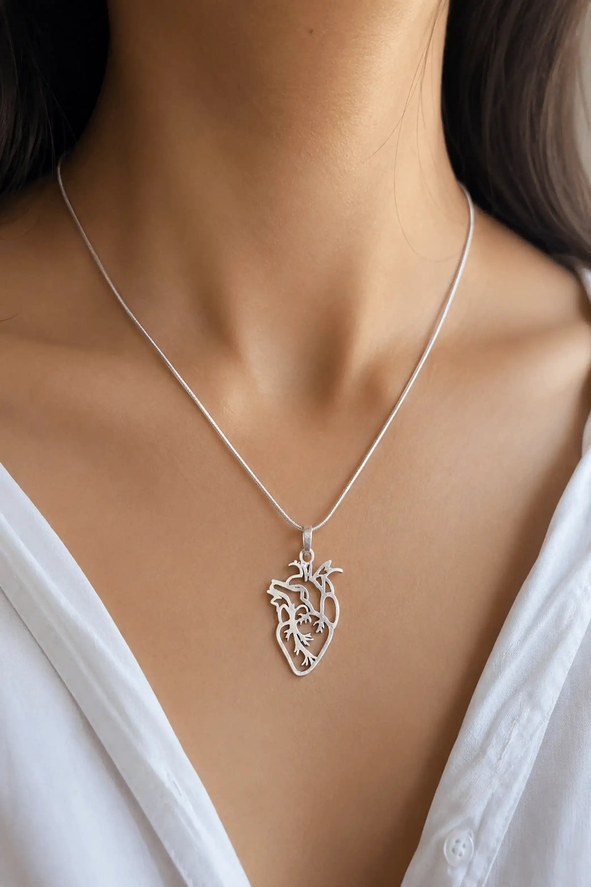 Anatomical Heart Sterling Silver Pendant
