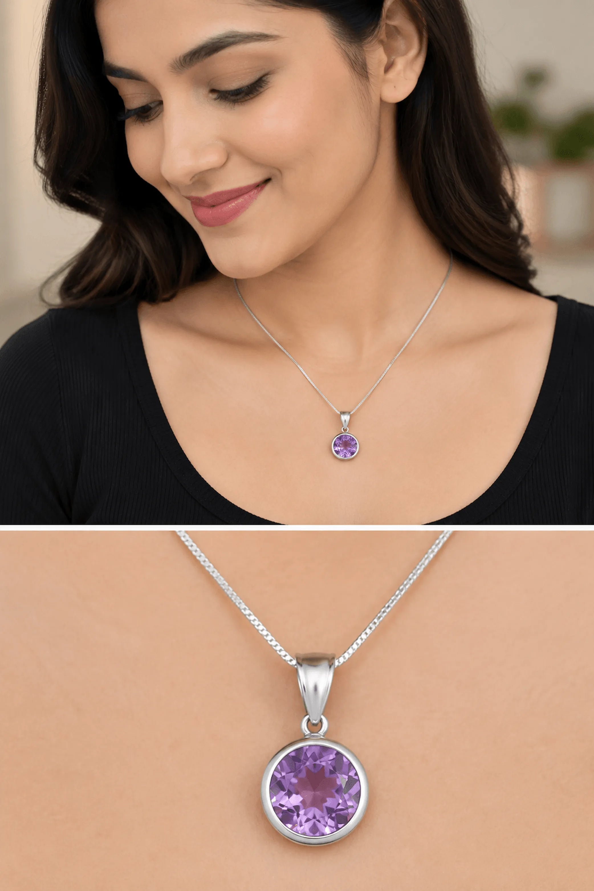 Amethyst and Sterling Silver Pendant
