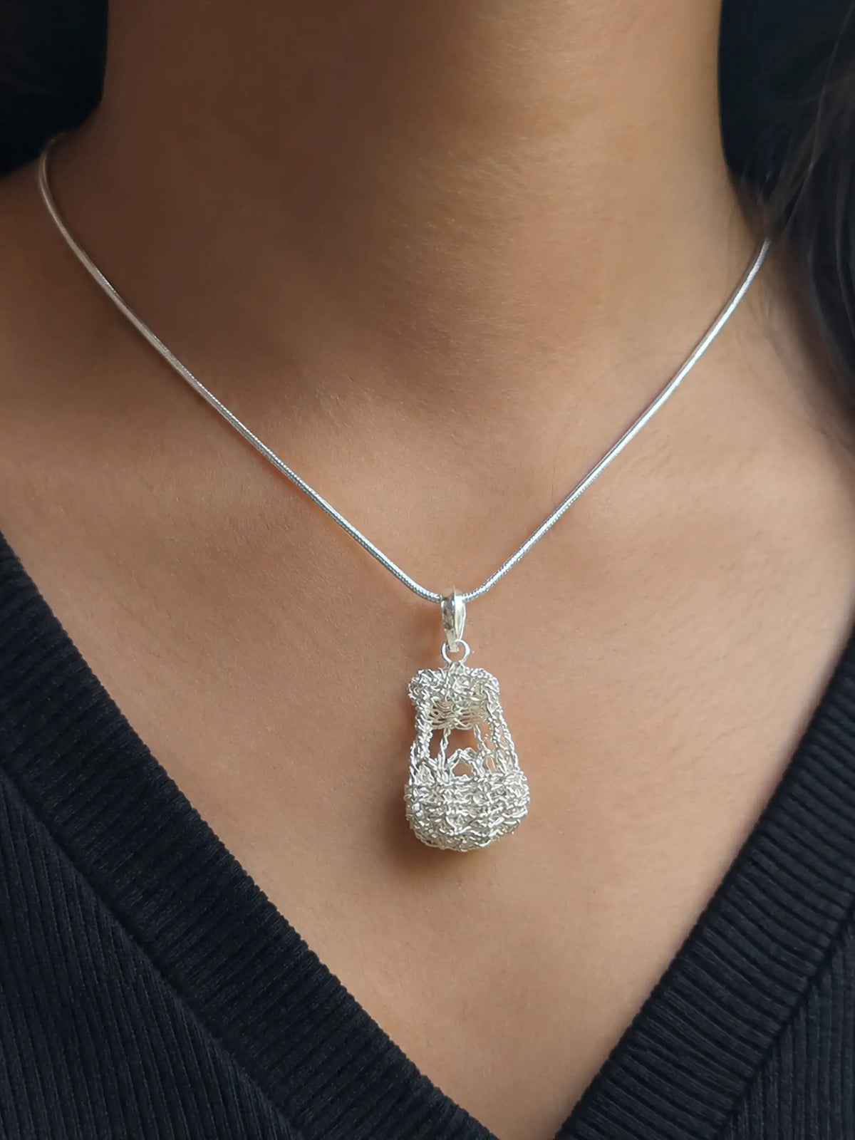 Handmade Weaved Kangri Pendant – 925 Sterling Silver