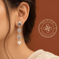 Kashmiri Chinar Jhumka – Silver & Pearl Earrings