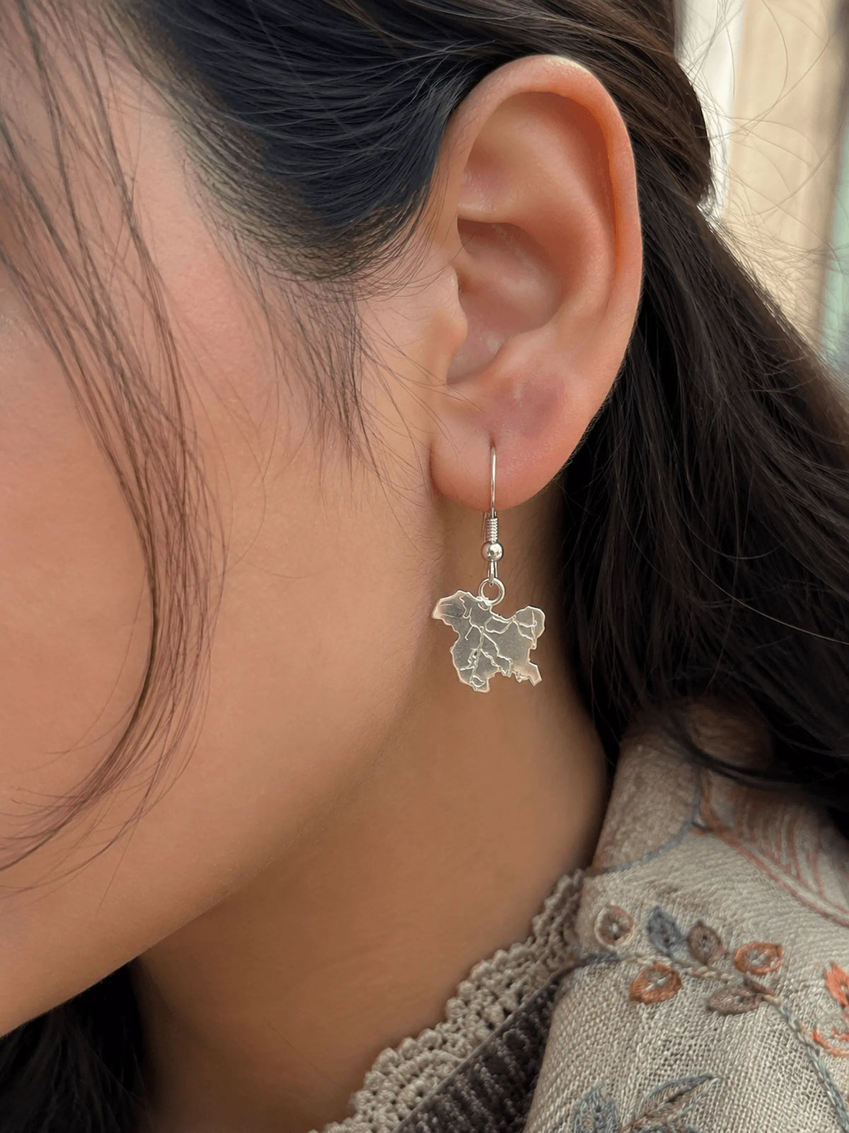 Kashmir Map hanging Earring