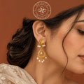 Chinar & Almond Pearl Drop Earrings – 925 Sterling Silver, Gold Plated