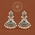 Kashmiri Silver Chinar Pearl Drop Earrings