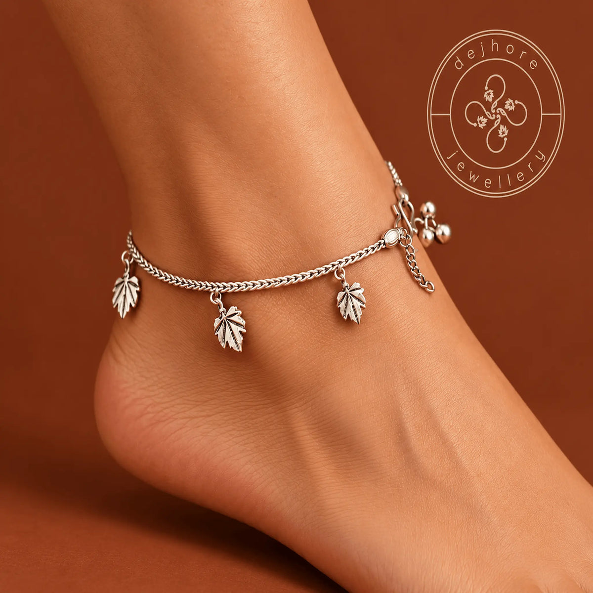 Sterling Silver Chinar Leaf Anklet